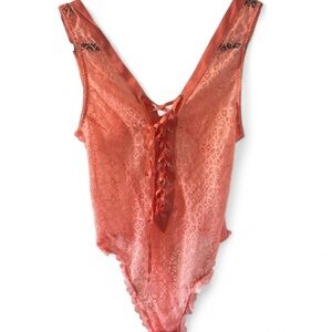 Victoria's Secret Coral Lace Bodysuit